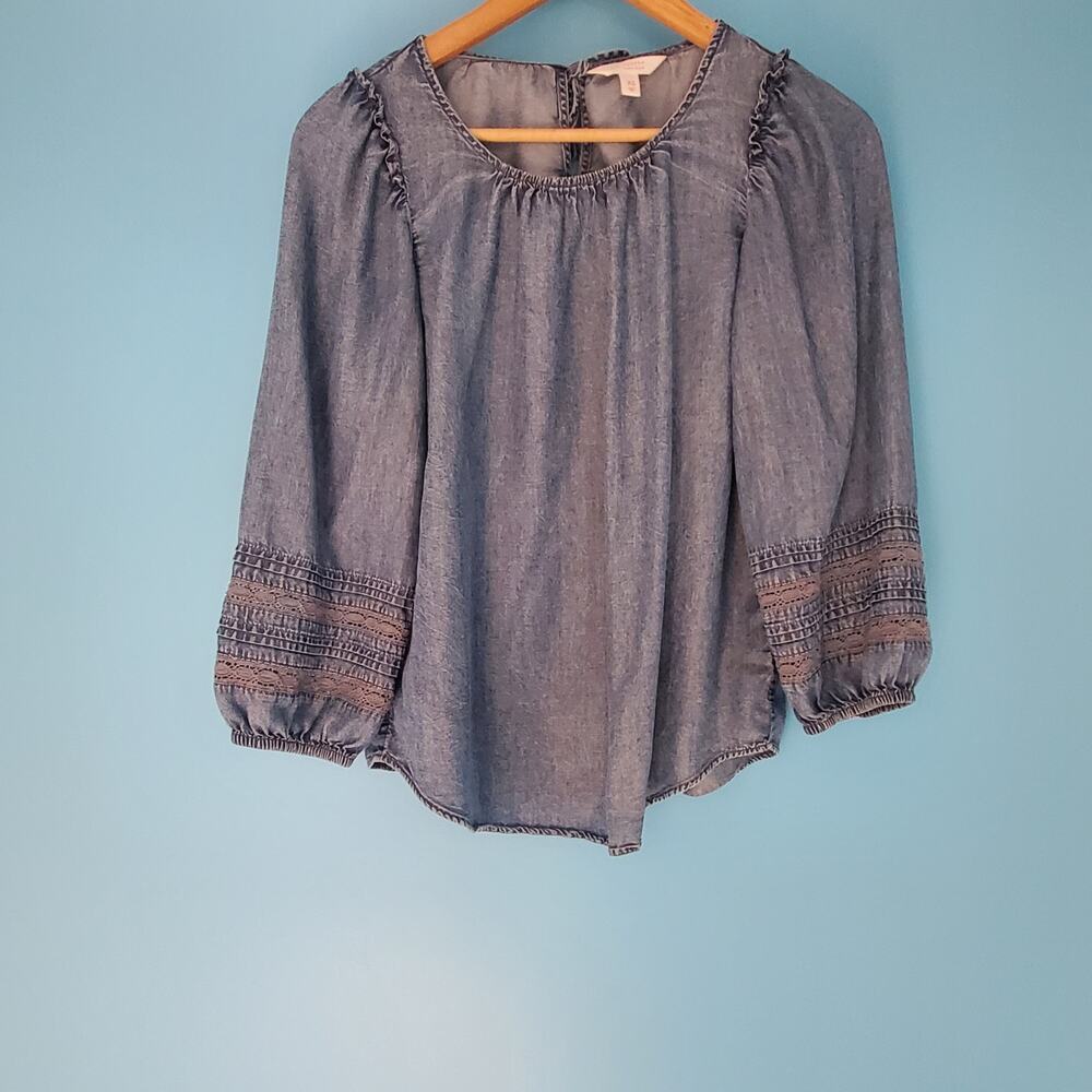 LC Lauren Conrad Top Size XS Chambray 3/4 Sleeve